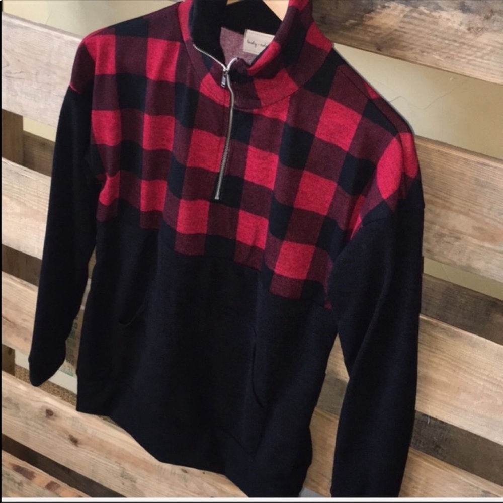 Plaid Front Half Zip Pullover - Picture 8 of 10